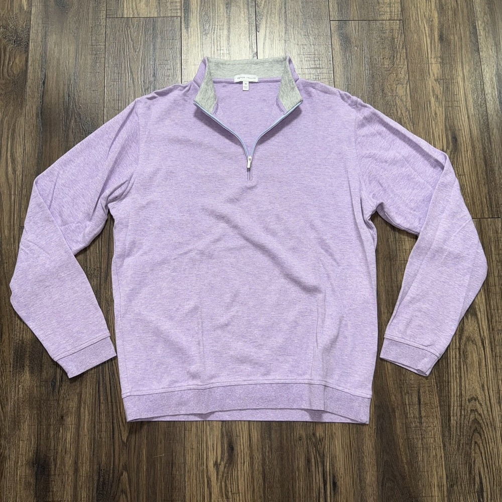 Peter Millar Sweater Mens M Medium Lilac 1/4 Zip Pullover Crown Comfort Pullover